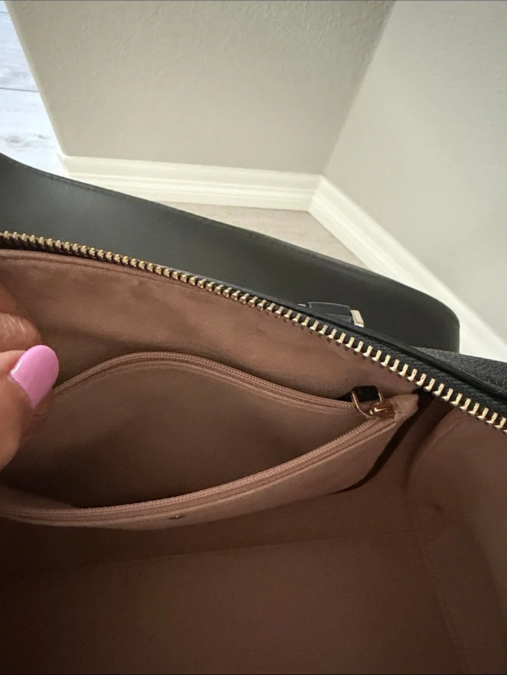 Kate Spade Black Pebbled Leather Satchel with Lock Charm